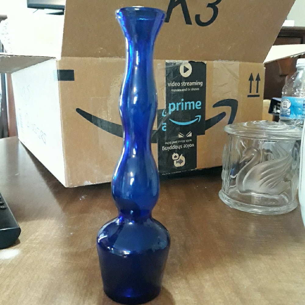 Blue Antique Fenton Glass Candle Holder